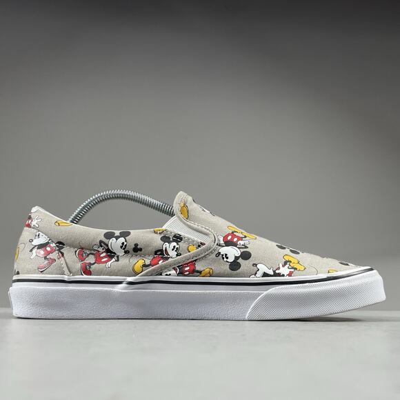 Vans x Disney Mickey Mouse Mens 10 Gray Slip On Canvas Skate Shoe Casual Sneaker - Picture 5 of 9